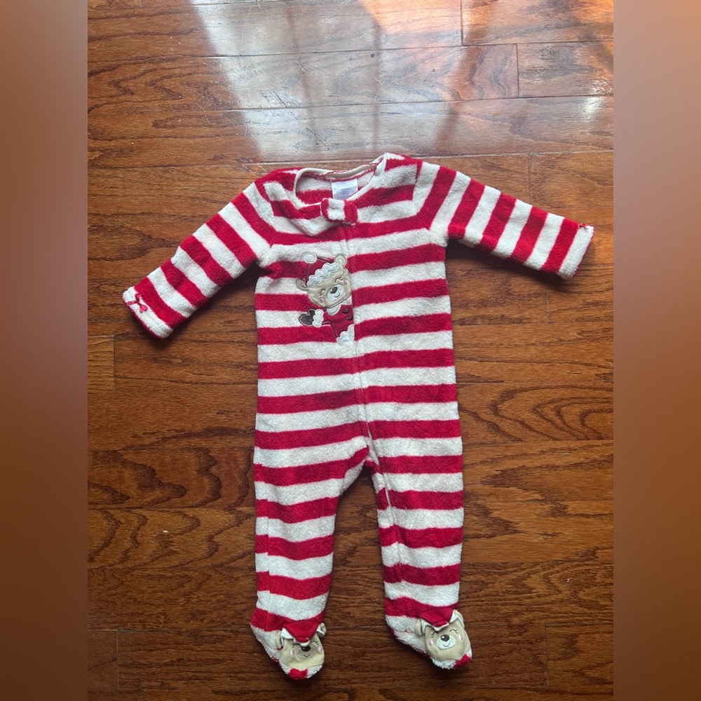 Little Wonders Red and White Striped Footed One-Piece